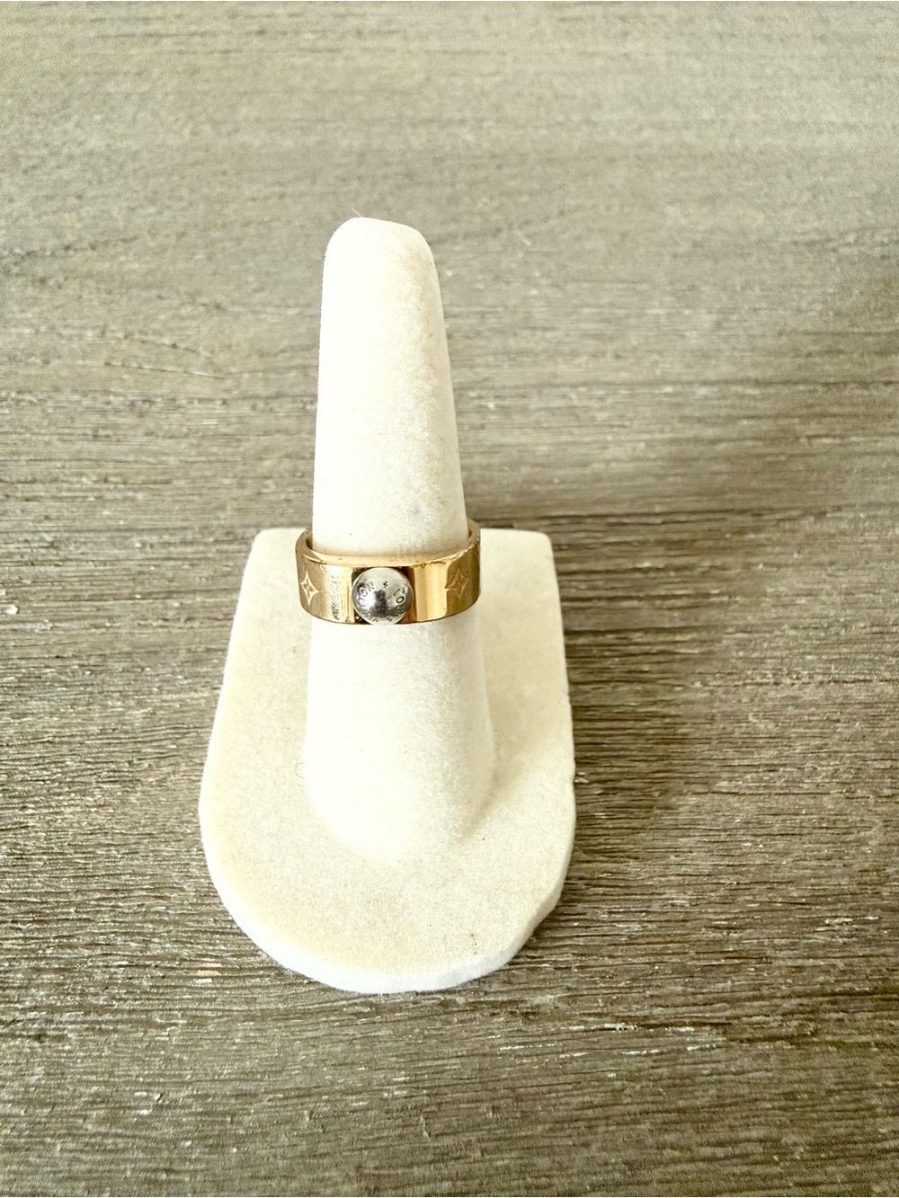 Louis Vuitton Nanogram Ring in Gold & Silver Tone Monogram Size 5